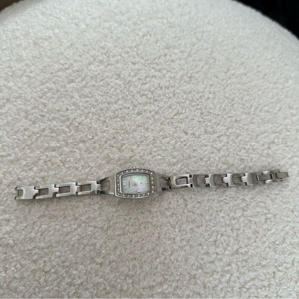 Vintage Silver Tone Fossil F2 ES-9721 250409 All Stainless Steel Women's Watch